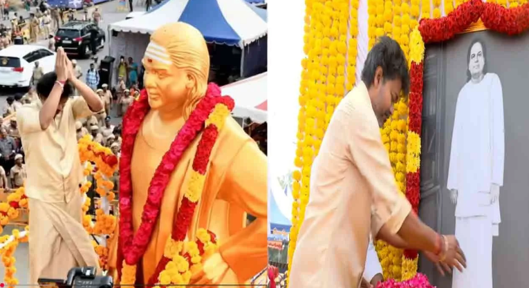 முத்துராமலிங்க தேவரின் சிலைக்கு முதல்வர் விஜய் மாலை அணிவித்து மரியாதை!