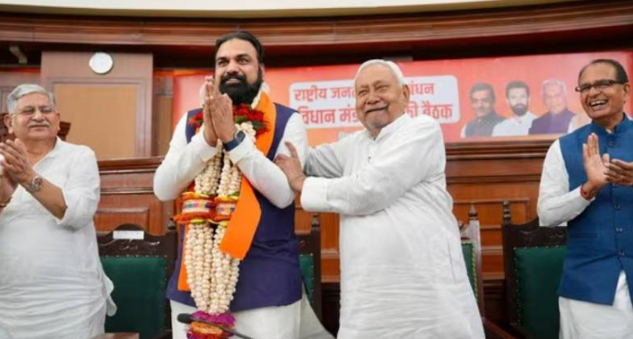 ബിഹാറിൽ ബിജെപിയുടെ ആദ്യ മുഖ്യമന്ത്രി: സാമ്രാട്ട് ചൗധരി സത്യപ്രതിജ്ഞ ചെയ്തു