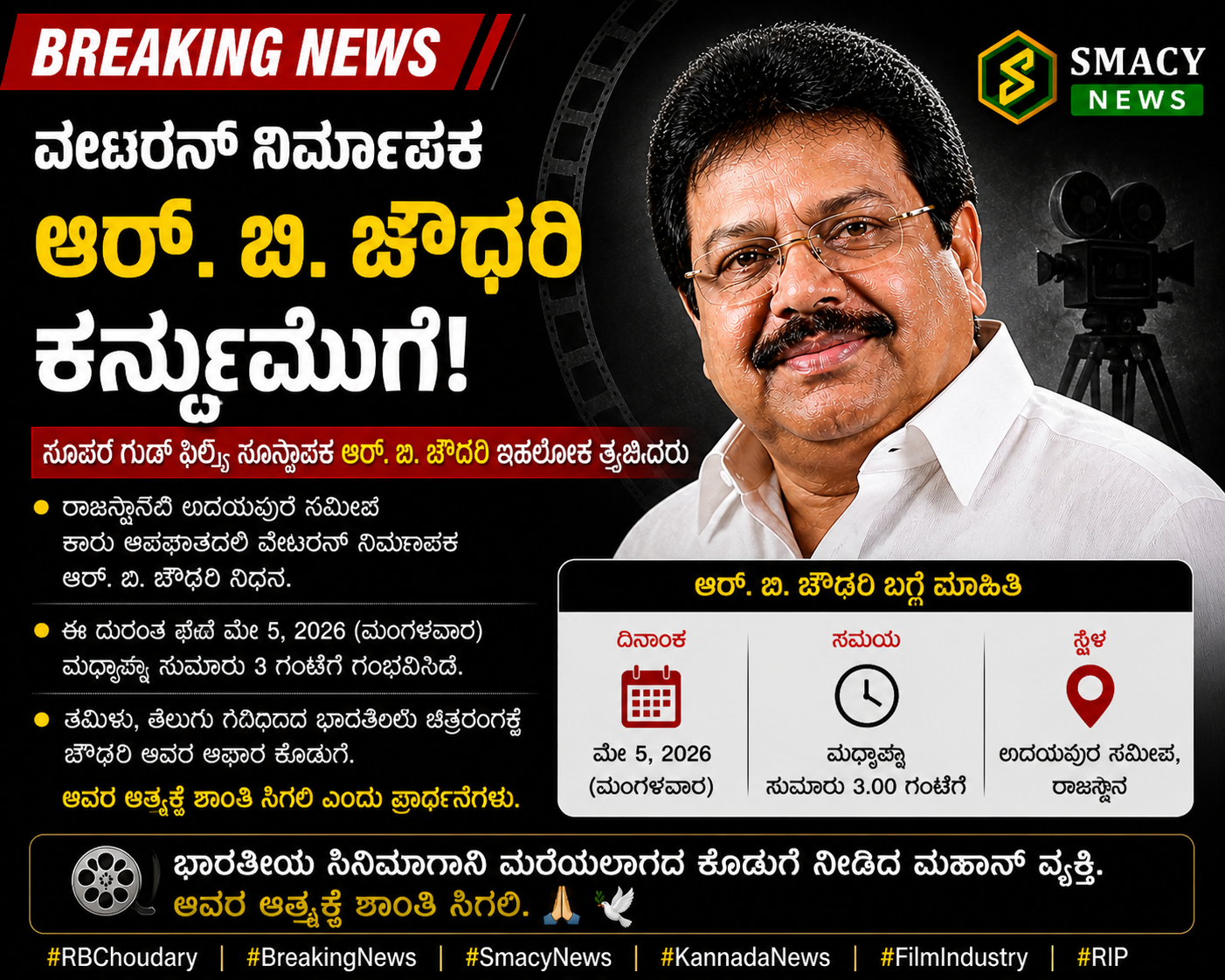ವೇಟರನ್ ನಿರ್ಮಾಪಕ ಆರ್. ಬಿ. ಚೌದರಿ ನಿಧನ!