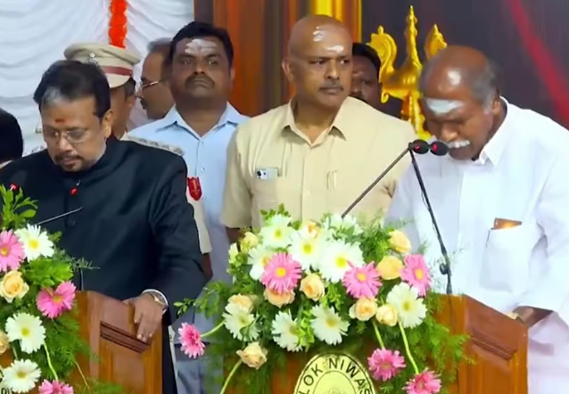 ಪುದುಚೆರಿ ಮುಖ್ಯಮಂತ್ರಿಯಾಗಿ 5ನೇ ಬಾರಿಗೆ ರಂಗಸಾಮಿ ಪ್ರಮಾಣ