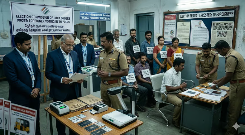 ತಮಿಳುನಾಡು ಚುನಾವಣೆಯಲ್ಲಿ ಮತದಾನ ಮಾಡಿದ 10 ವಿದೇಶಿಗರ ಬಂಧನ: ತನಿಖೆಗೆ ಇ.ಸಿ ಆದೇಶ