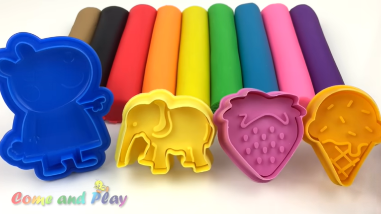 Learn Colors with Play Doh Modelling Clay and Cookie Molds and Surprise!