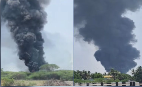 /சென்னை அருகே தனியார் எண்ணெய் தயாரிப்பு தொழிற்சாலையில் பயங்கர தீ விபத்து.