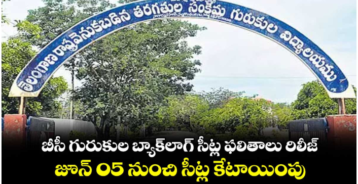 బీసీ గురుకుల బ్యాక్‌‌లాగ్ సీట్ల ఫలితాలు రిలీజ్...జూన్ 05 నుంచి సీట్ల కేటాయింపు