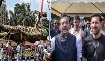 കൊൽക്കത്തയിലെ 70 അടി ഉയരമുള്ള മെസ്സി പ്രതിമ നീക്കം ചെയ്തു; ബം​ഗാൾ മുൻ കായിക മന്ത്രിയെ പോലീസ് ഇന്ന് ചോദ്യം ചെയ്യും