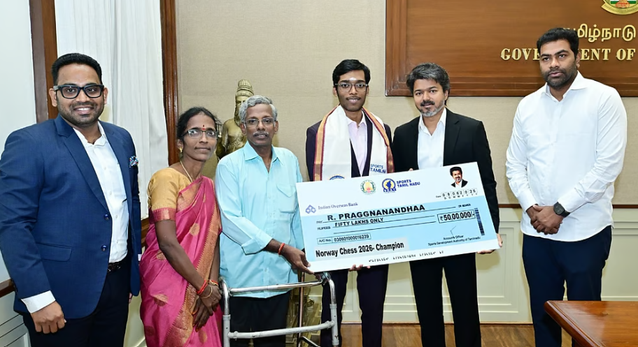 நார்வே செஸ் 2026 வெற்றி: பிரக்ஞானந்தாவுக்கு தமிழக அரசு ரூ.50 லட்சம் ஊக்கத் தொகை
