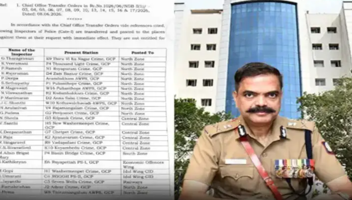 சென்னையில் 29 காவல் ஆய்வாளர்கள் இடமாற்றம்..!