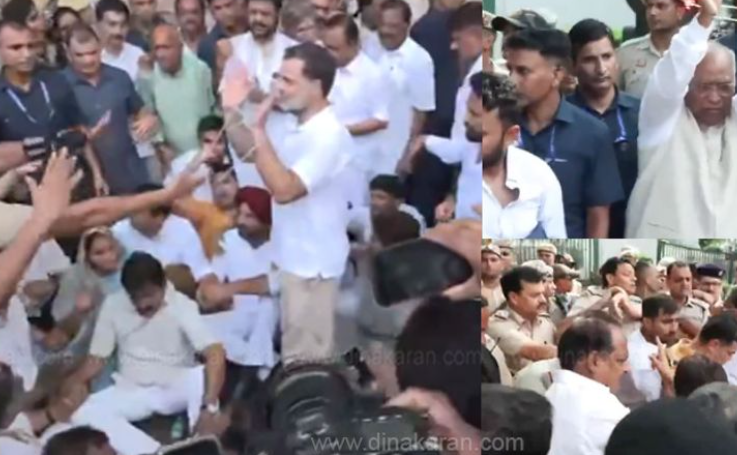 പ്രധാനമന്ത്രിയുടെ വസതിക്ക് മുൻപിൽ കൈകെട്ടി കോണ്‍ഗ്രസ് പ്രതിഷേധം;കൊടിക്കുന്നിലും പിസി വിഷ്ണുനാഥും അറസ്റ്റിൽ