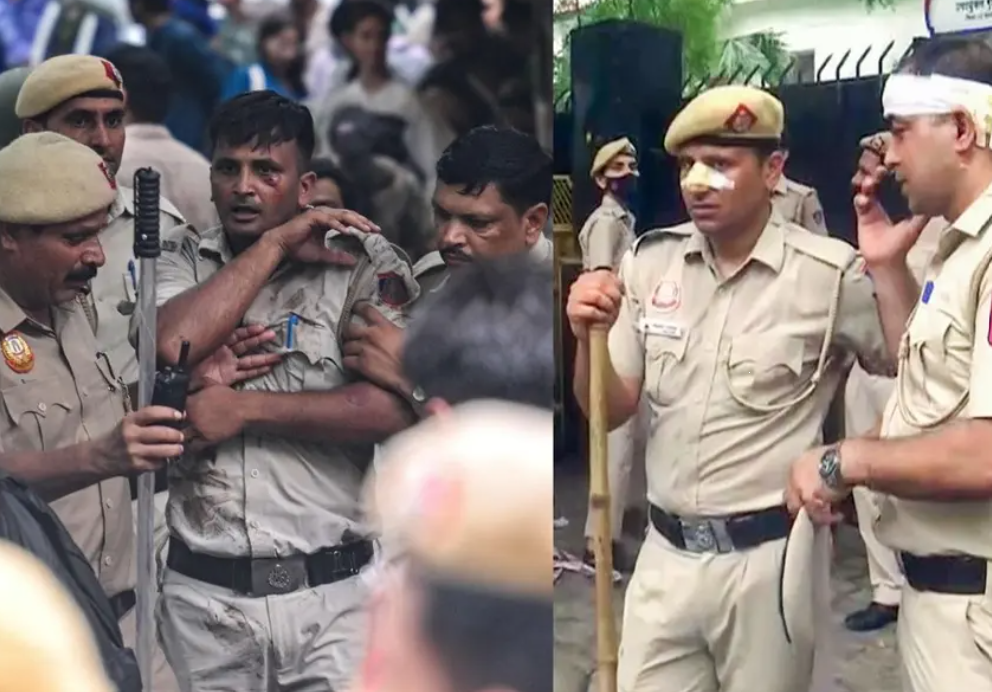 ‘ആൾക്കൂട്ടം വലിച്ചിഴച്ചു, കല്ലെറിഞ്ഞു’; പ്രതിഷേധക്കാർ പോലീസുകാരെ ഉന്നംവെച്ചതായി ഡൽഹി പോലീസ്