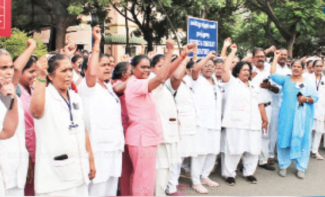 3 அம்ச கோரிக்கையை வலியுறுத்தி தமிழ்நாடு முழுவதும் செவிலியர்கள் போராட்டம்